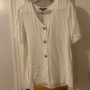 Something Navy White Dressy Top